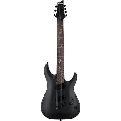 Schecter Damien-7 Multiscale Electric Guitar, 7-String, Satin Black image 2