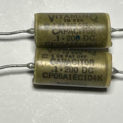 2 x Vitamin Q Sprague 0.1uF / 200V DC NOS (new, old stock), military grade. Perfectly matched. "Organic sound" for crossovers, mix buses, preamps, EQs, VCOs image 5