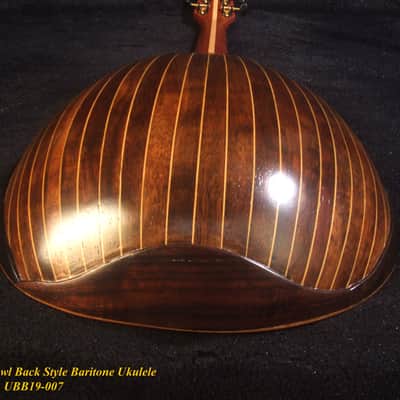 Handmade Bowl Back Style Baritone Ukulele, Curved Head, Solid Spruce, Classic Pattern MOP Inlay, Soft-bag Bruce Wei UBB19-007 image 9