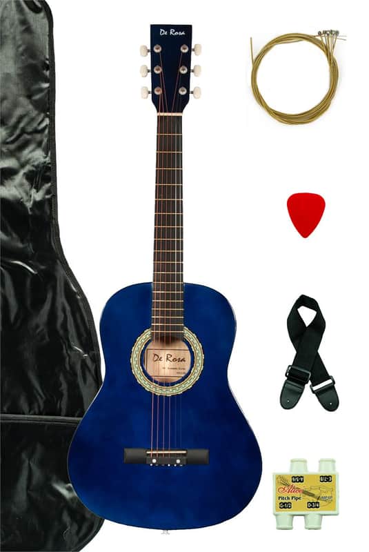 De Rosa DKG36-BU Kids Acoustic Guitar Outfit Blue w/Gig Bag, Strings, Pick, Pitch Pipe & Strap image 1