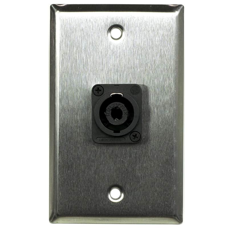 Whirlwind WP1/1NL4 Single Gang Wall Plate with Neutrik NL4 Speakon (Stainless Steel) image 1