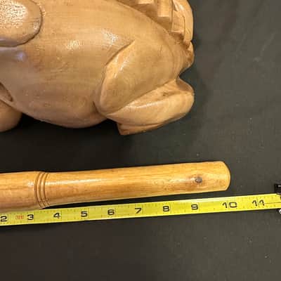 Handmade 11"x6.5" X-LARGE Frog Guiro Scraper Rasper, with Beater-MINT image 3