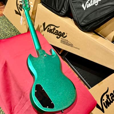 Vintage Guitars 30th Anniversary VS6 Electric Guitar with Vintage Style Vibrato  Green Metalflake image 20