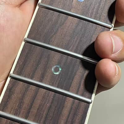 white binding Round end stainless steel 22 frets 5a roasted flame Maple guitar neck 25.5inch hole 10mm Rosewood fingerboard Hollow circle abalone inlays 1