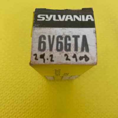 Matched Pair Sylvania 6V6 6V6GTA Vacuum Tubes Valves Black Plates Copper Support Rods Coin Wafer Base Silver Tops NOS NIB image 6