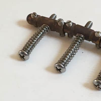3 Tele Custom Aged Relic Solid Brass Thin Saddles For Vintage Style Fender Guitar Rounded Ends image 2