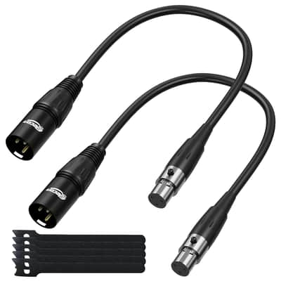 3 Pin XLR Male to Mini XLR Female (TA3F) Microphone Cable Adapter 1 Ft/2 Pack for Blackmagic Pocket Cinema Camera BMPCC Video Assist 4K Sharp 8K & C70, Pro Lapel Audio Replacement Cable image 1