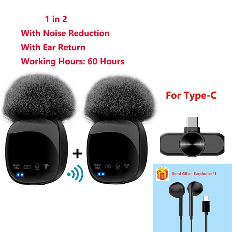 Wireless Lavalier Microphone HD Portable Audio Video Recording Mini Microphone for iPhone Android Live Gaming Phone Microphone image 1