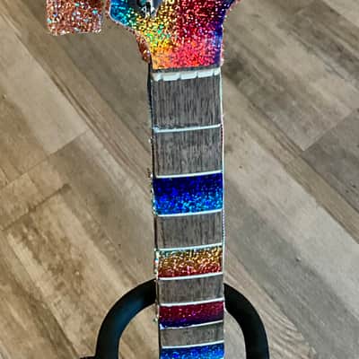 4-String Bass Guitar - Rainbow Sparkle Pride image 4