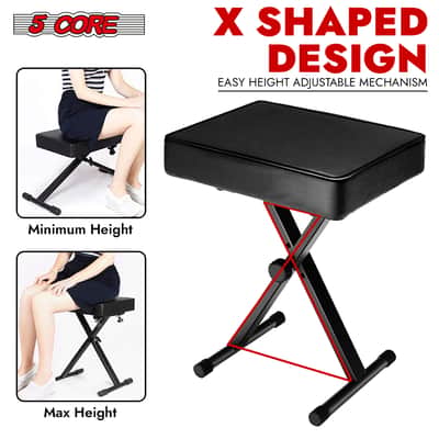 5 Core Keyboard Bench 3 Inch Padded Piano Stool Adjustable 20.5" Guitar Seat Heavy Duty Portable image 10