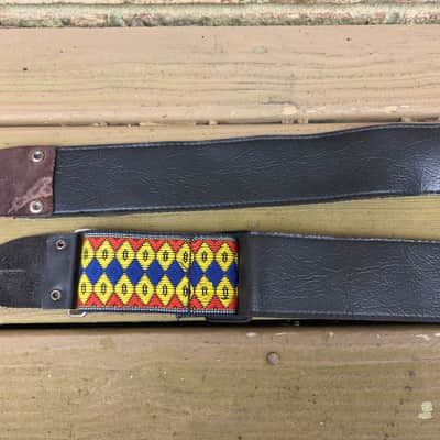 Vintage 1980's Ace-Style Guitar Strap! Plastic Buckle, Bright Pattern! Original Case Candy! image 4