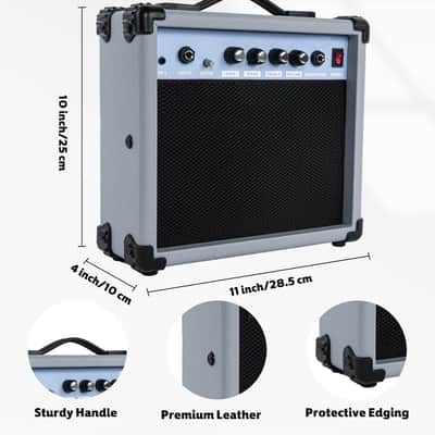 20W Portable Electric Guitar Amp, Lightweight Practice Amplifier with Clean & Overdrive Dual Channels, Professional Noise Reduction Cable Included (Slate Blue) image 2