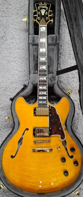D'Angelico Excel DC Semi-Hollow Body Electric Guitar w/Hard Case Vintage Natural image 1