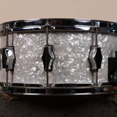 Fibes 6.5x14 White Marine Pearl Fibes Wood Snare Drum image 3