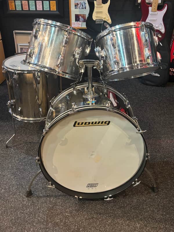 Ludwig Big Beat Late-70s 24" 4-piece Stainless Steel Drum Kit image 1