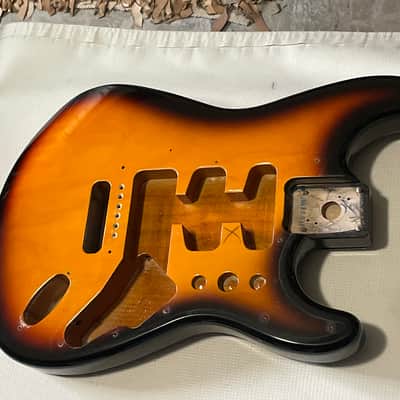 1997 MIM Fender Mexican Stratocaster 3TS 3 Tone Sunburst Guitar Body 6 Post Tremolo Ready image 6