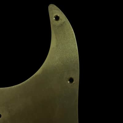 Made-to-Order - Stratocaster 11-hole HSS UNCOVERED Humbucker Pickguard Scratchplate for Fender - Aged Gold Brass - Hand-finished image 6