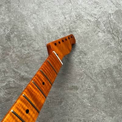 Telecaster electric guitar Neck Roasted Flame Maple 21 fret TL image 10