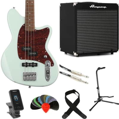 Ibanez Talman TMB100 Bass Guitar and Ampeg Rocket Amp Essentials Bundle - Mint Green image 3