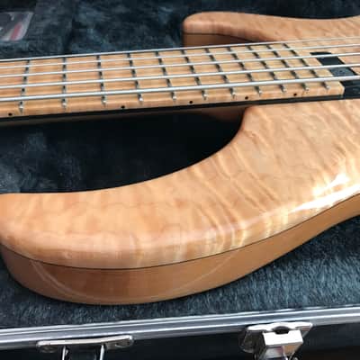 Modulus Graphite Genesis 5 String Flamed maple fingerboard and Quilted maple top! Gloss Natural image 2