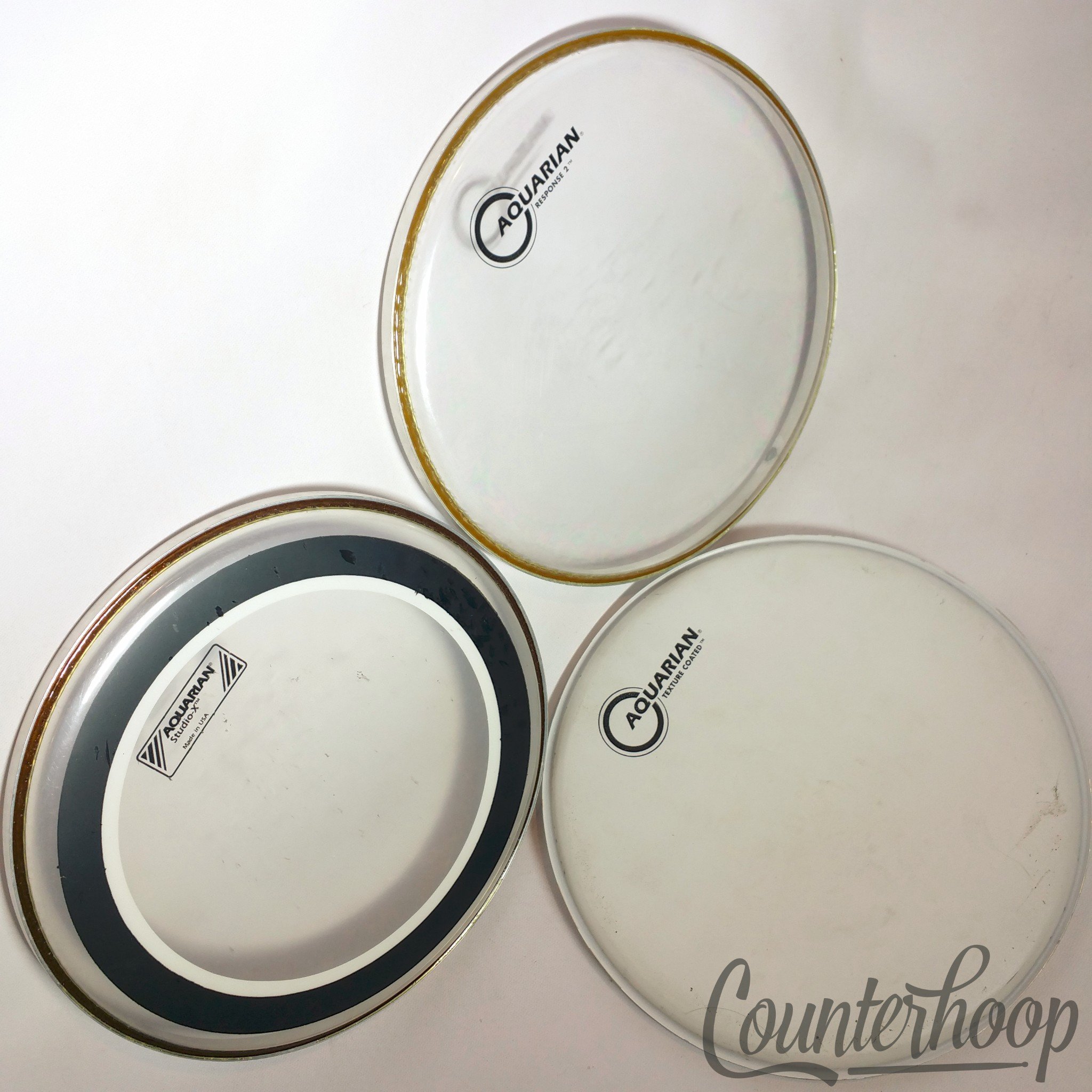 Aquarian 3x 10" Tom Drum Heads Studio-X Ring, Clear Response 2, Texture Coated* — main photograph