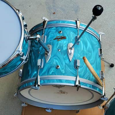 Trixon Luxus 3pc Drum Set 1960’s  - Aquamarine Satin Flame image 12
