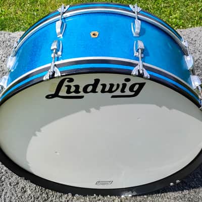 60's Ludwig 28" x 10" Blue Sparkle Orchestral/Concert/Marching Bass Drum image 3
