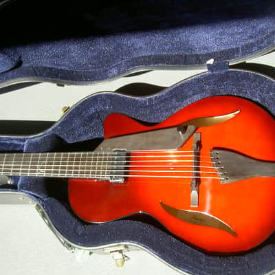 2017 Peerless 12" Serena carved spruce archtop, light travel/ parlor size guitar. Ruby Sunburst, image 10