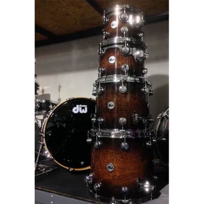 DW Collectors Series Exotic 5 Piece Shell Kit- Bubinga Pomele/Natural Candy Black Burst image 2