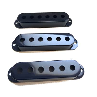 3 Black Single Coil Pickup Cover Stratocaster style 52,5 mm image 2