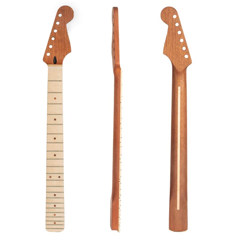 [Matte Finish] 22-Fret Guitar Neck Suit for ST Style Guitar - Maple Fretboard, Mahogany Neck & Peach Wood Tube (With Back Line), price include the import duty for US buyer image 1