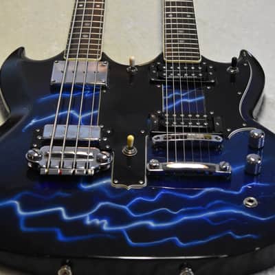 Ibanez 2402 Double Neck Bass / Guitar 1975 Midnight Blue with Lightning image 1