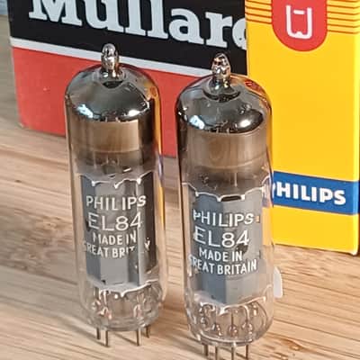 Very rare  NOS NIB 1972 MULLARD Blackburn el84 6bq5 matched pair  KM1  UK Philips label very strong Vox ac15 Marshall Echolette image 3