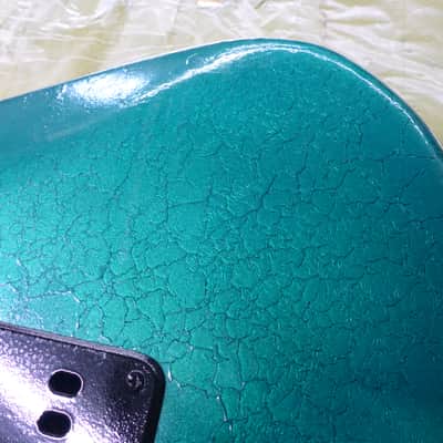 Applause HSS , Strat Style : 2 Vol, 1 Tone , 5 Way Switch , Mini Toggle Locking Tremolo - Re-Painted Crackle Green image 15