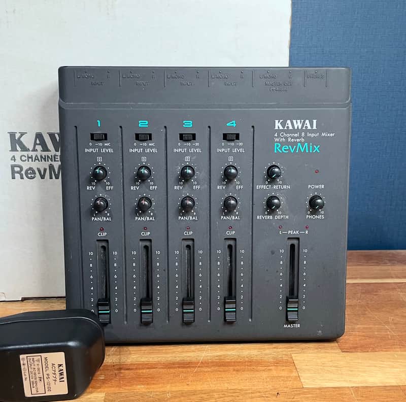 [Excellent] Kawai RevMix 4 Channel 8 Input Analog Mixer On-Board Reverb Effects w/ Original Box image 1