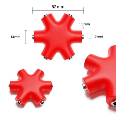 ExcelValley [Red] Mono Patch Cable Splitter Hub 6 Port 5 Way TS 3.5mm 1/8" Modular Synth Eurorack image 2