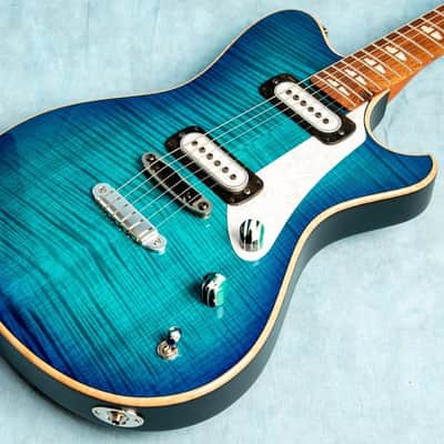 USED Powers Electric A-Type Select Blue Lagoon PF42 Electric Guitar SNA384 w/Original Soft Case image 3