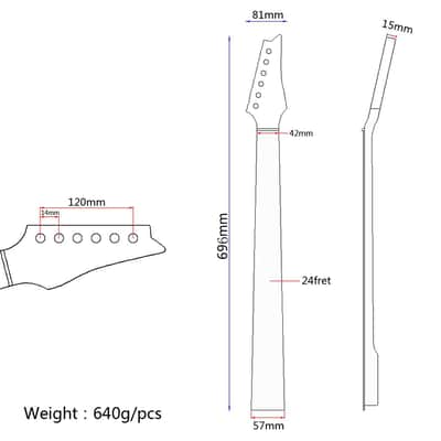 Maple Guitar Neck with Rosewood Fingerboard -24 Frets image 5
