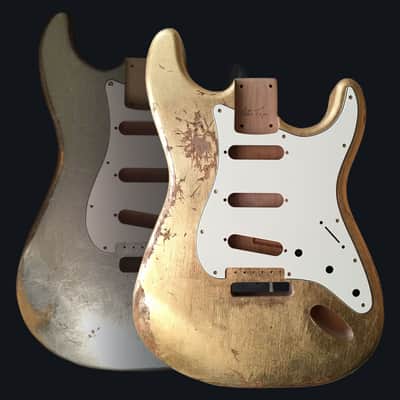 Made to Order - FRANCHIN Mercury guitar body Relic Aged METALLIC LEAF (Gold/Silver/Copper) Basswood Poplar Stratocaster-Strat-S-Style Made in Italy image 1