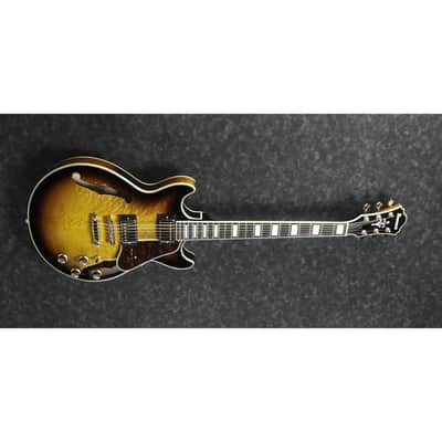 Ibanez AM93QMAYS AM Artcore Expressionist Guitar - Antique Yellow Sunburst image 3