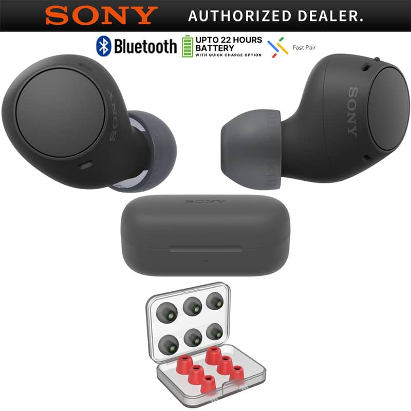 Sony WF-C510 Truly Wireless Earbuds, Black Bundle with Deco 6 Pairs of Earbud Tips image 1