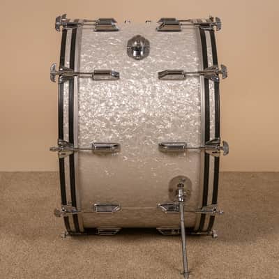 Vintage Rogers White Marine Pearl Drum Set 14x24 9x13 and 16x16 image 12