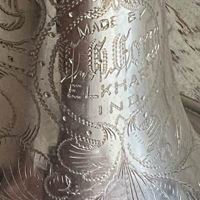 1912 C.G. Conn “Wonder” Cornet – Silver Plate – Engraved Bell – Plays Well – Elkhart, Ind. image 12