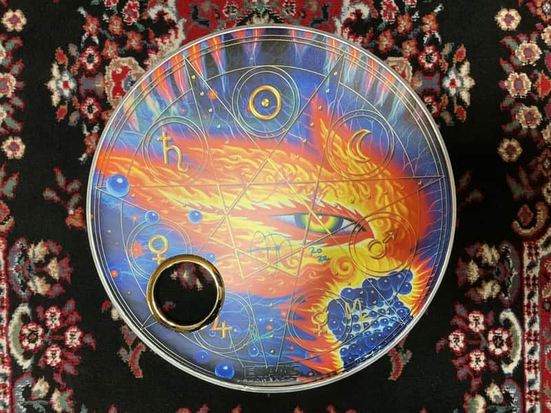 Evans Danny Carey / TOOL 22” Fear Inoculum “Flame” Bass Drum Head w/Gold Mic Port image 1