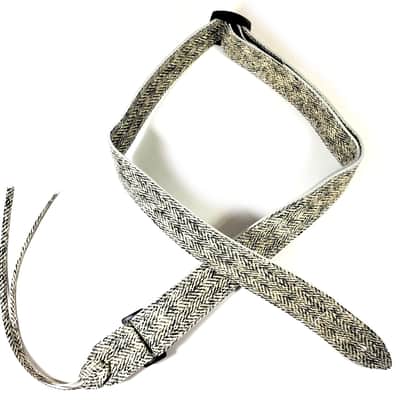 Tweed Leather Ukulele Strap - Black White Tweed Ukulele Strap -Handmade -White Leather Ukulele Strap - Button Ukulele Strap image 5