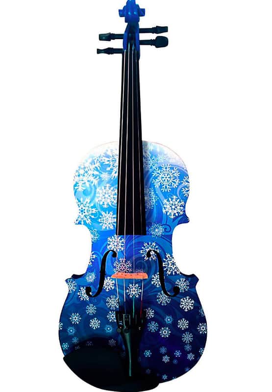 Snowflake White Glitter Violin Outfit - 4/4 / Pearl fine tuners / Crystal detail image 1