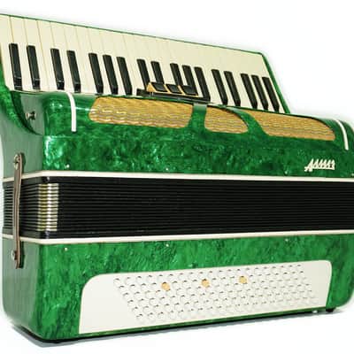 Russian Piano Accordion 120 Bass, Almaz Vintage Keyboard Accordian in Tune, New Straps, 2679 image 4