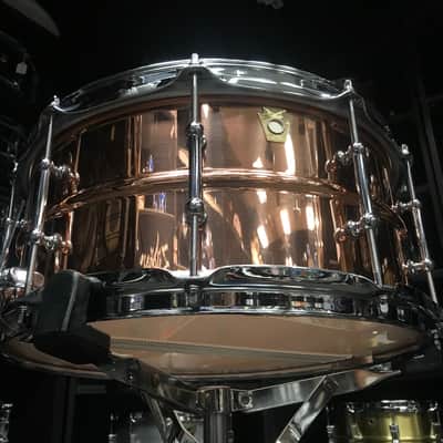 Ludwig USA Drums LC662T Polished Copper Phonic 6.5×14 Snare Drum w/ Tube Lugs image 8
