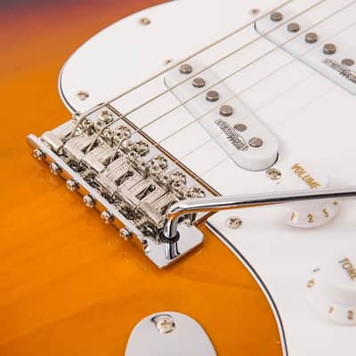 Vintage V6 ReIssued Electric Guitar ~ Sunset Sunburst LV6SSB) image 12