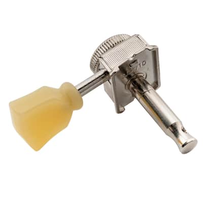 Vintage Deluxe 6 inline Guitar Locking Tuners Tuning Pegs Keys Machine Heads Set for Fender Strat Stratocaster/Tele Telecaster Style Electric Guitar, Nickel with Keystone Button image 7